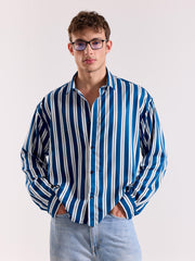 Blue & White Striped Drape Shirt